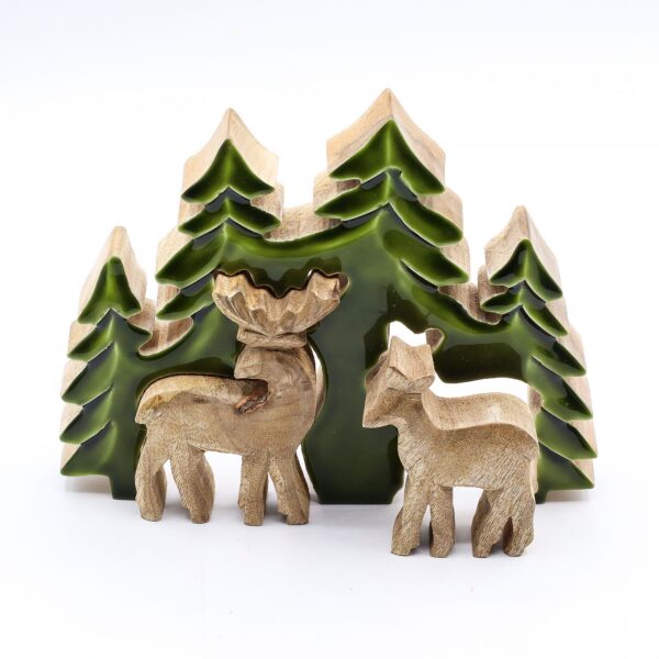 Lost in the Forrest -  Two Dear in the Forrest 3D Wooden Decoration - 18x23cm - Bild 7