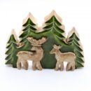 Lost in the Forrest -  Two Dear in the Forrest 3D Wooden Decoration - 18x23cm