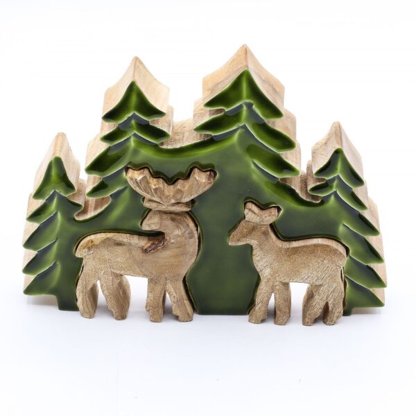 Lost in the Forrest -  Two Dear in the Forrest 3D Wooden Decoration - 18x23cm - Bild 6