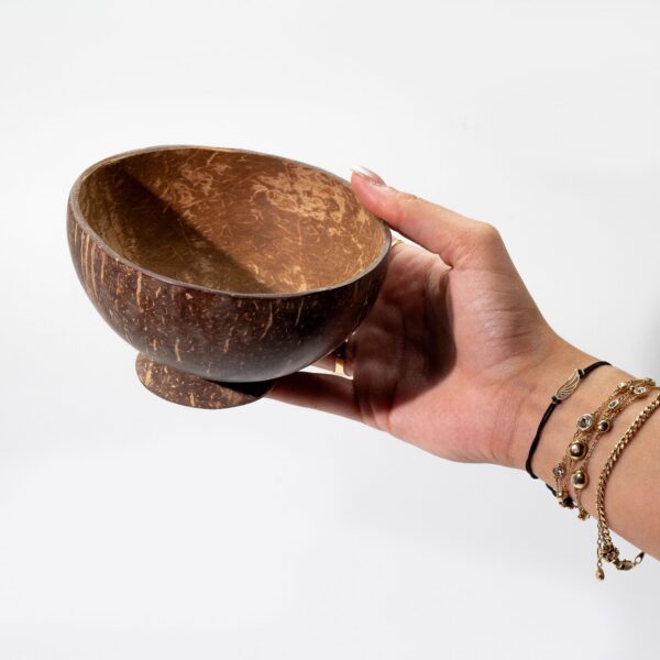 Medium Natural Coconut Bowl on Stand - Bild 3