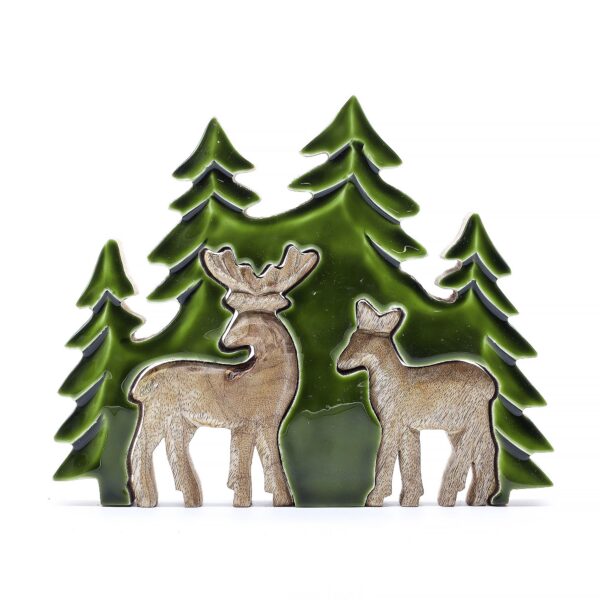 Lost in the Forrest -  Two Dear in the Forrest 3D Wooden Decoration - 18x23cm - Bild 4