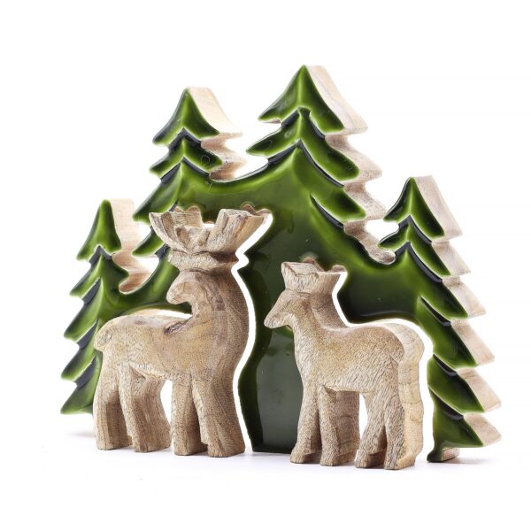 Lost in the Forrest -  Two Dear in the Forrest 3D Wooden Decoration - 18x23cm - Bild 2