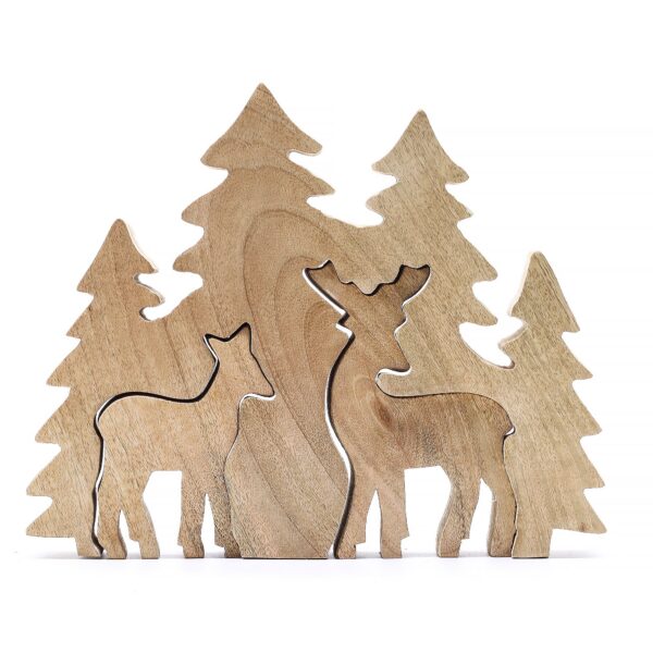 Lost in the Forrest -  Two Dear in the Forrest 3D Wooden Decoration - 18x23cm - Bild 3