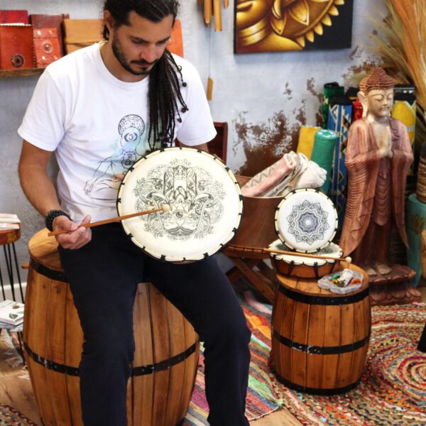 Hamsa Shamanic Drum with Two Sticks - 30cm - Bild 5