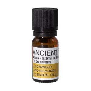 Flaska med 10 ml aromaterapiblandning för bil med doft av cederträ och bergamott