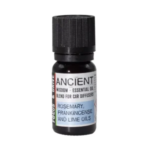 Flaska med 10 ml aromaterapiblandning för bil med rosmarin, frankincense och lime