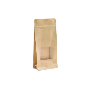 Papperspåse i kraftpapper med fönster och självstående botten
