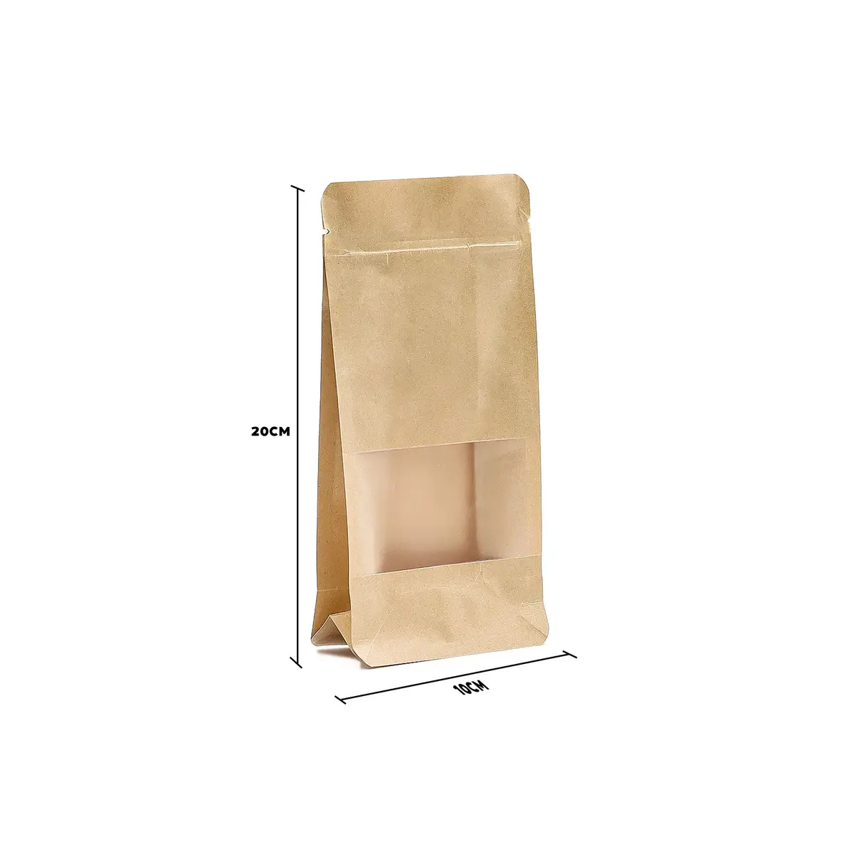 10-pack papperspåsar med fönster i kraftpapper 10x20 cm - produktbild 2