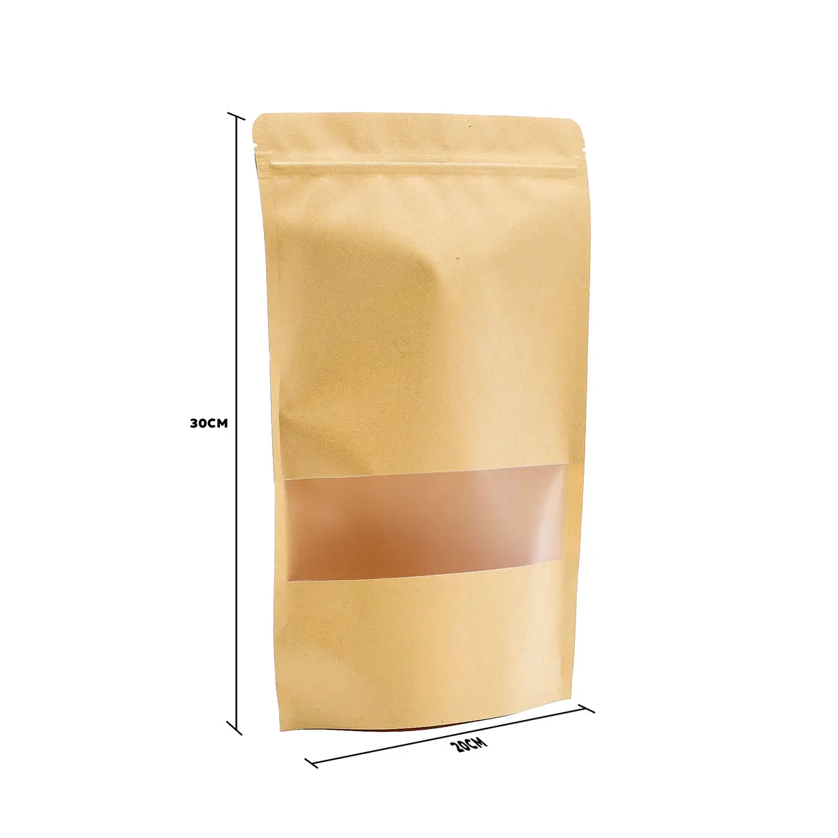 10-pack papperspåsar med fönster i kraftpapper 20 x 30 cm - produktbild 6
