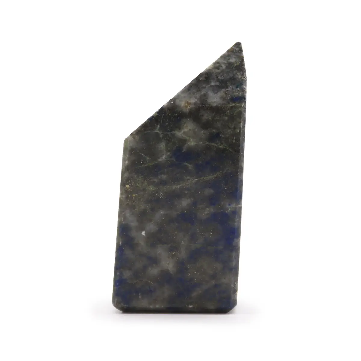 Polerad ädelstensspets i djupblå afghansk lapis lazuli med naturliga mönster