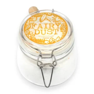 Glasburk med Agnes and Cat Fairy Dust badpulver i doften Clementine