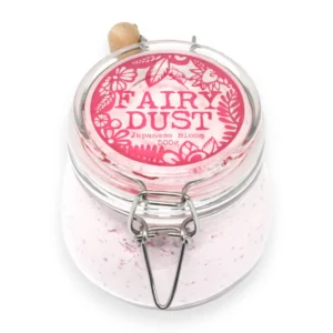 Glasburk med rosa Agnes and Cat Fairy Dust badpulver Japanese Bloom