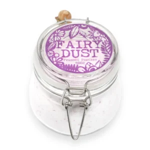 Glasburk med Agnes and Cat Fairy Dust badpulver i doften Pressed Peonies
