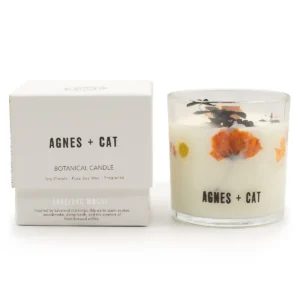 Agnes + Cat botaniskt sojavaxljus i glasburk med torkade blommor och vit presentkartong