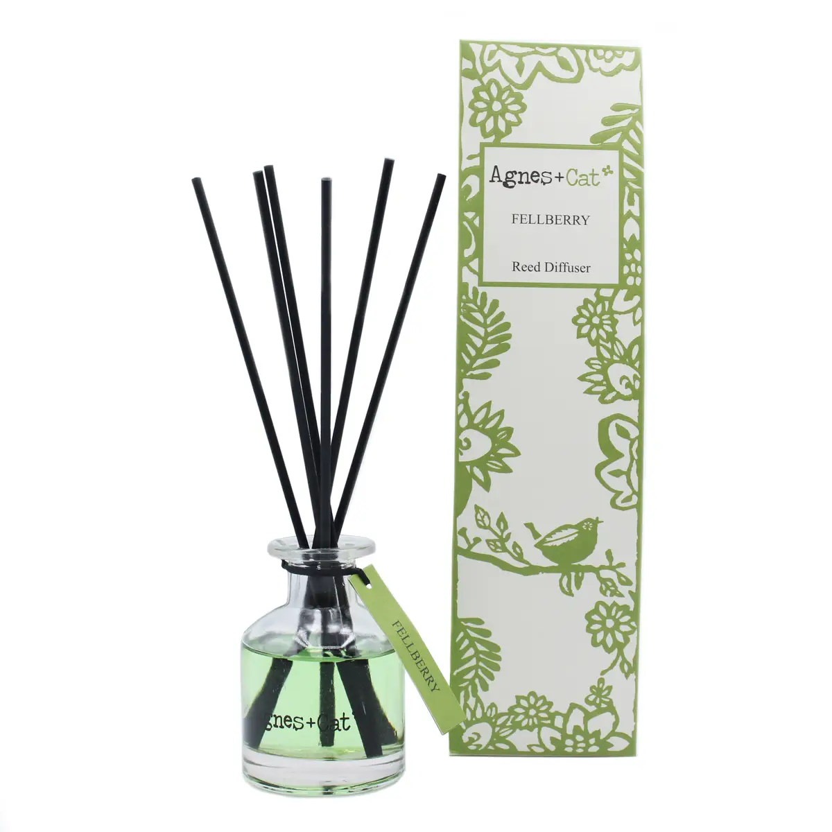 Agnes & Cat doftpinnar 140 ml Fell Berry med glasflaska och svarta pinnar