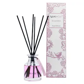 Agnes & Cat doftpinnar 140 ml Tea & Rosor med glasflaska och svarta pinnar