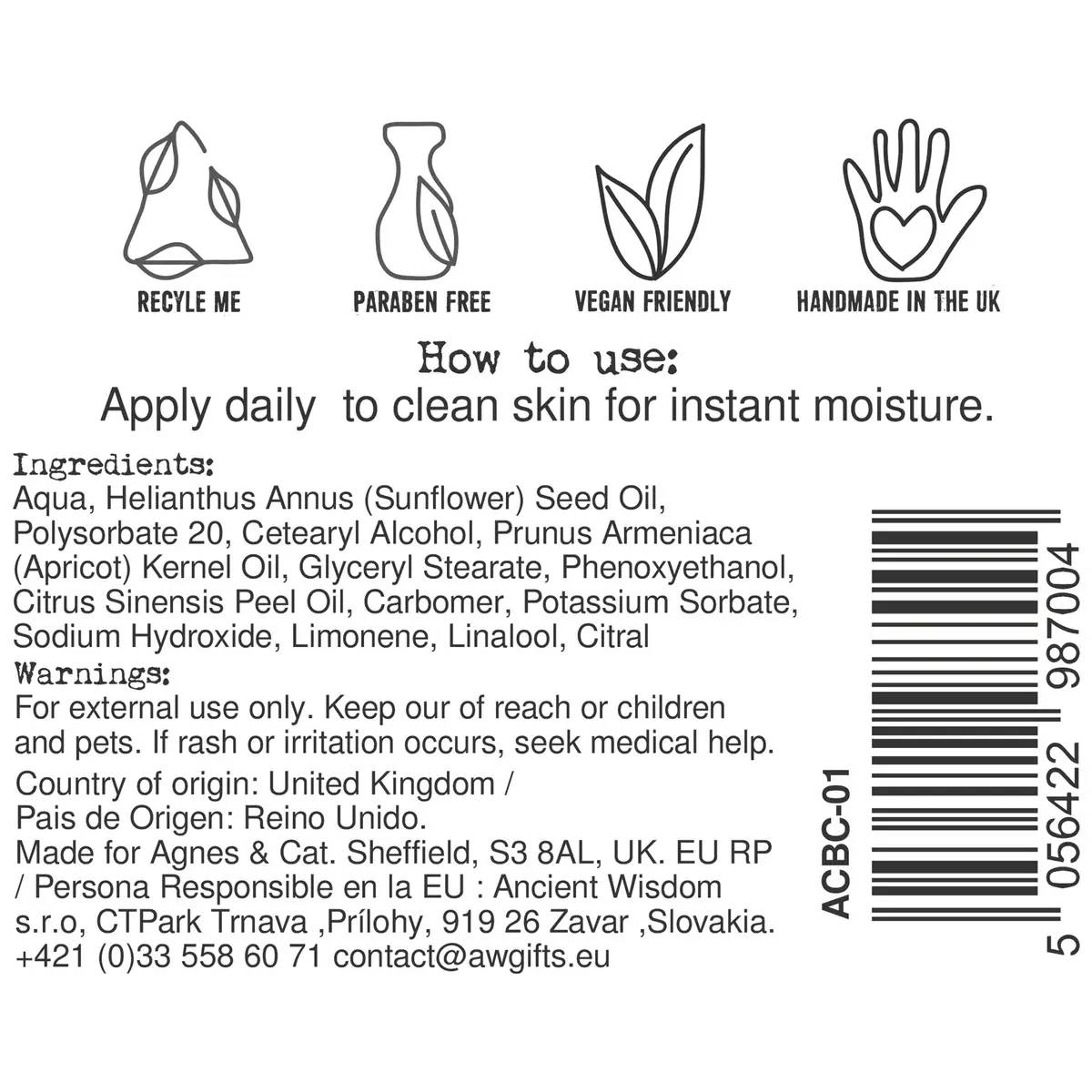 Agnes + Cat Hand- och kroppskräm Clementine 300 ml - produktbild 3