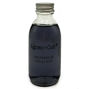 Glasflaska med påfyllning till Agnes + Cat doftpinne i Provence-doft