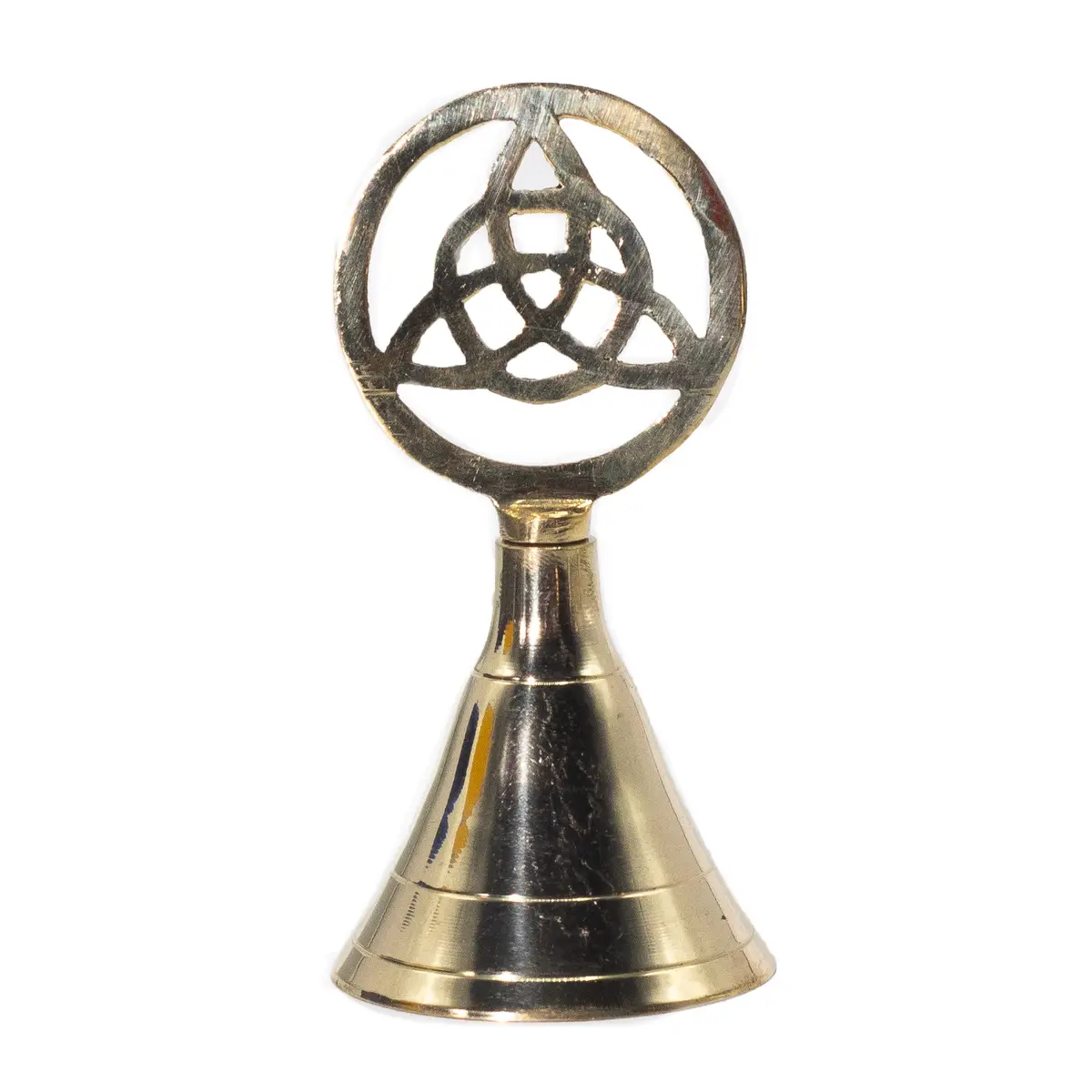 Altar-klocka i polerad mässing med Triquetra-symbol i toppen
