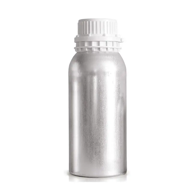 Aluminiumflaska med vit skruvkork på vit bakgrund