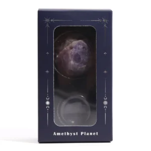 Ametistklot med stativ av blå guldkristall, 40 mm - produktbild 3