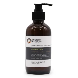 Flaska med Ancient Wisdom aromaterapi hand- och kroppstvål med pump