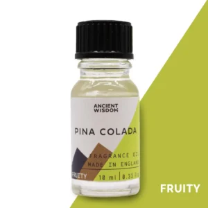 Flaska med Ancient Wisdom doftolja Pina Colada 10 ml med svart lock