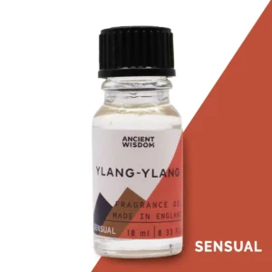 Flaska med Ancient Wisdom doftolja Ylang-Ylang 10 ml med svart skruvkork