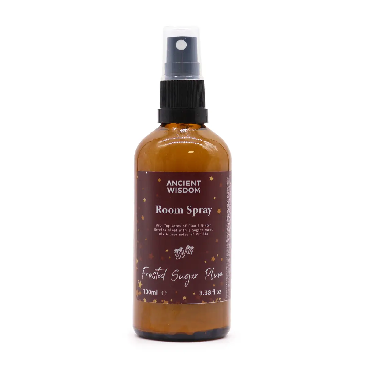 Flaska med Ancient Wisdom doftspray för rum och kudde Frosted Sugar Plum 100 ml