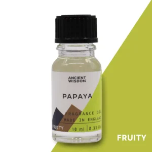 Flaska med Ancient Wisdom Papaya doftolja 10 ml med svart skruvkork