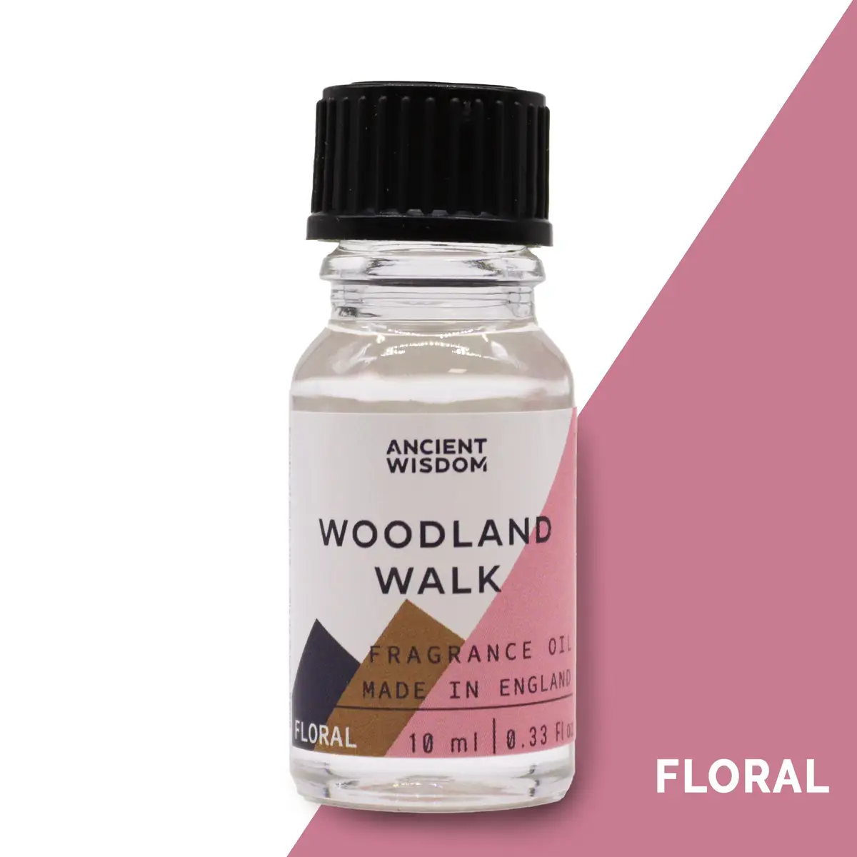 Flaska med Ancient Wisdom Woodland Walk doftolja 10 ml med svart skruvkork
