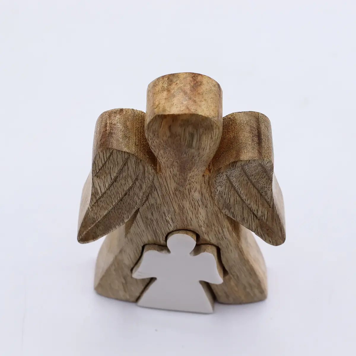 Ängel i mangoträ med vit emalj - produktbild 6