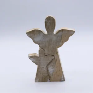 Ängelfigur i mangoträ med vitlasyr, 15 cm - produktbild 5