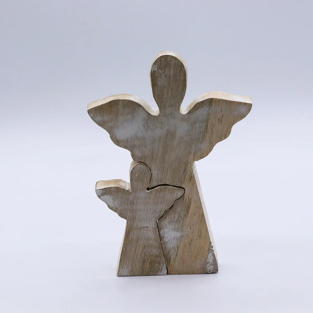 Ängelfigur i mangoträ med vitlasyr, 15 cm - produktbild 5