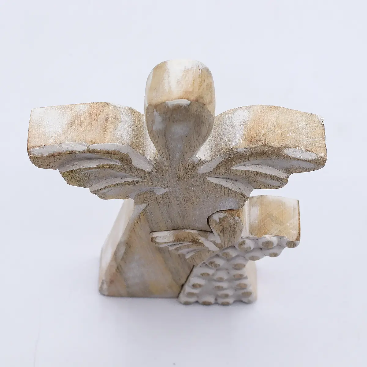 Ängelfigur i mangoträ med vitlasyr, 15 cm - produktbild 6