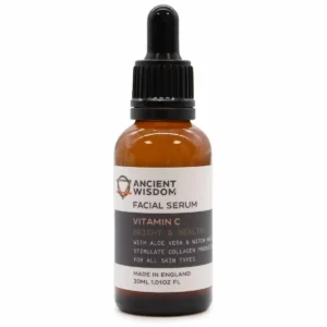 Flaska med Ancient Wisdom ansiktsserum med vitamin C och pipett