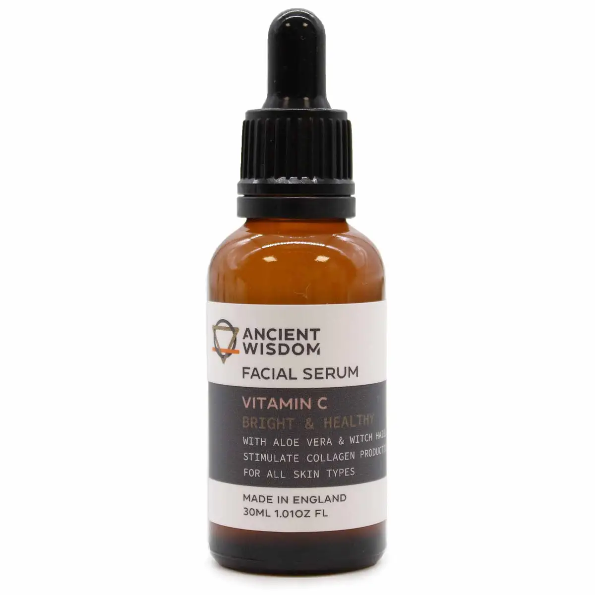 Flaska med Ancient Wisdom ansiktsserum med vitamin C och pipett