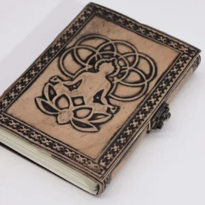 Anteckningsbok i läder med Buddha-motiv, rödbrun, 200 sidor, 17,5x12,5x3 cm - produktbild 3
