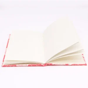 Anteckningsbok med bomullsband 20x15 cm – 96 sidor – rosa blommönster - produktbild 2
