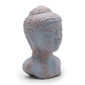 Antik Buddha-huvud i blå kopparbetong - produktbild 5