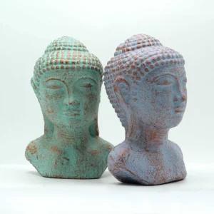 Antik Buddha-huvud i grönt kopparbetong - produktbild 4