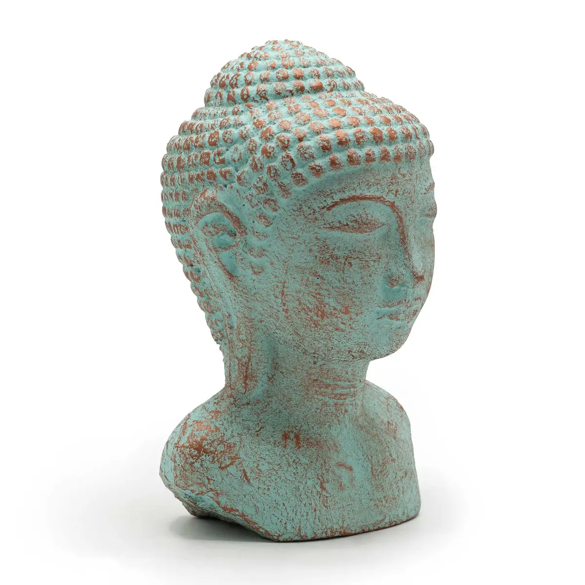 Antik Buddha-huvud i grönt kopparbetong - produktbild 6