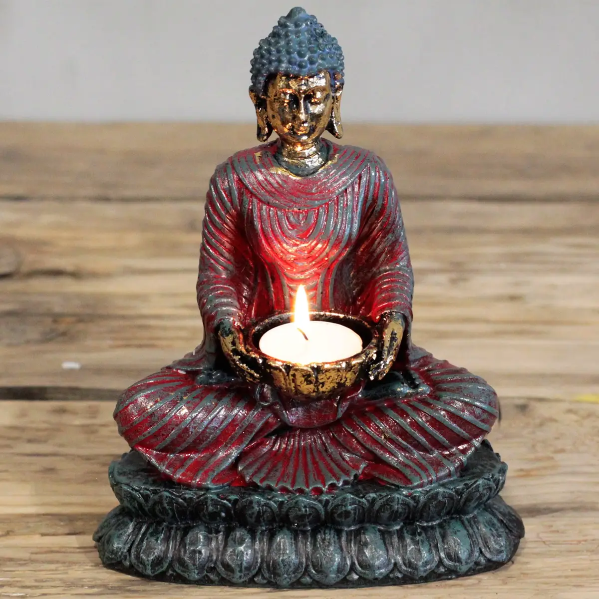 Antik Buddha ljushållare för meditatör - produktbild 2