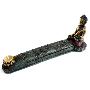 Antik Buddha rökelsebrännare med dekorativ Buddhafigur och låda
