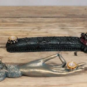 Antik Buddha rökelsebrännare med låda - produktbild 5