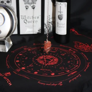 Antik häxpendel spådomstyg Mystic Moth svart och blodrött - produktbild 2
