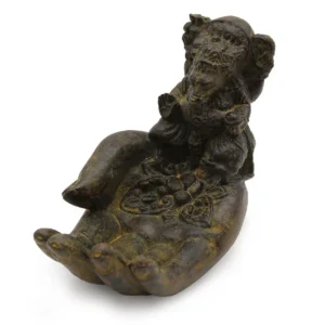 Antik rökelsebrännare i sten med Ganesh-motiv - produktbild 3