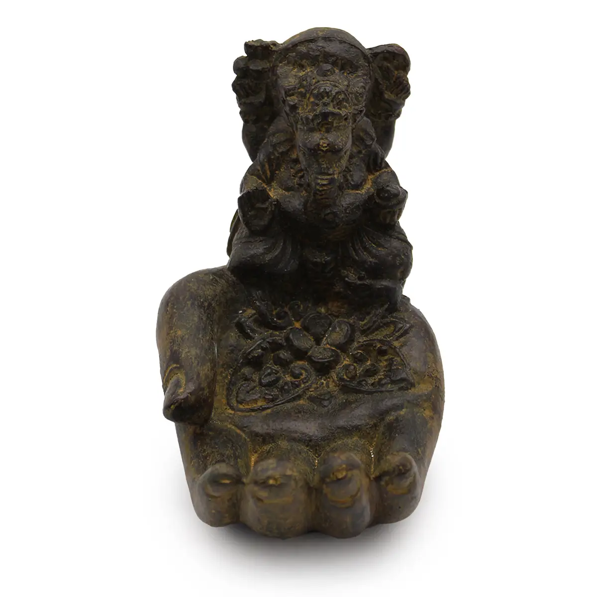 Antik rökelsebrännare i sten formad som en hand med Ganesh-motiv