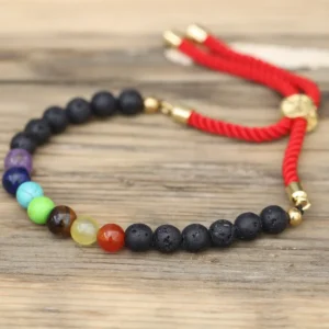 Armband med ädelstenssnören i 18K förgylld lava och chakra - produktbild 2