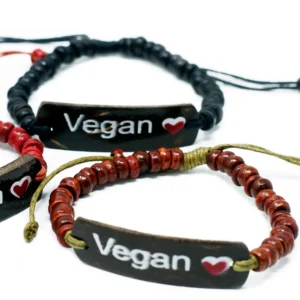 Armband med budskap i kokosnöt och stretchmaterial - produktbild 5